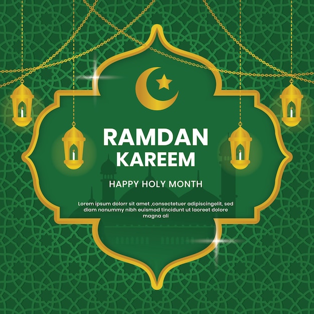 Ramadan kareem background design template with golden ornamentsocial media post template