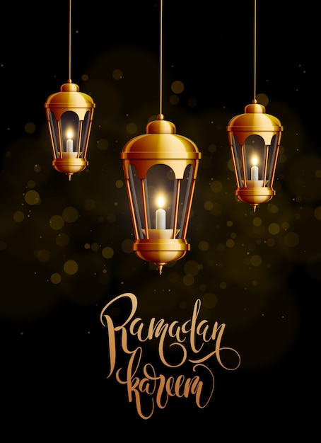 Ramadan kareem фон золото glowng фонари