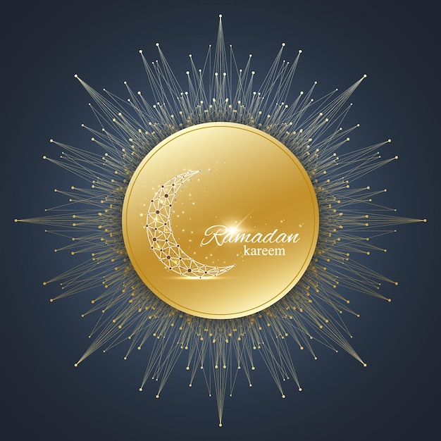 Ramadan kareem background golden moon eid mubarak celebration vector illustration