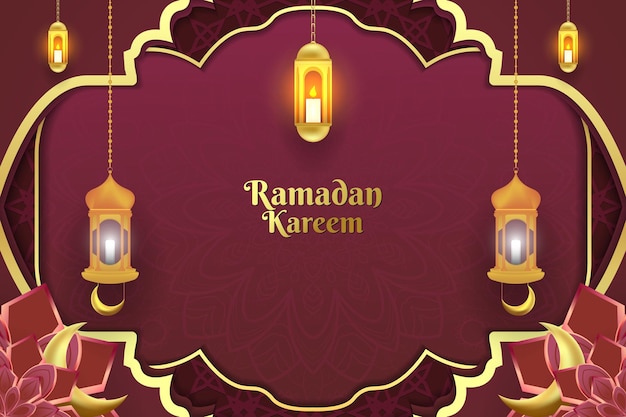 Sfondo ramadan kareem colore rosso islamico