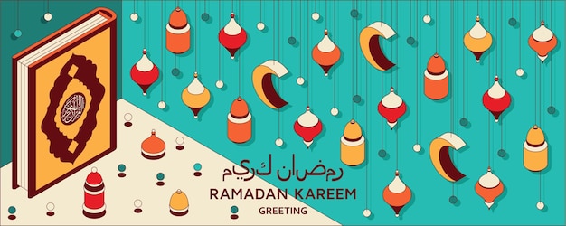 Ramadan kareem sfondo lanterne arabe isometriche isometriche