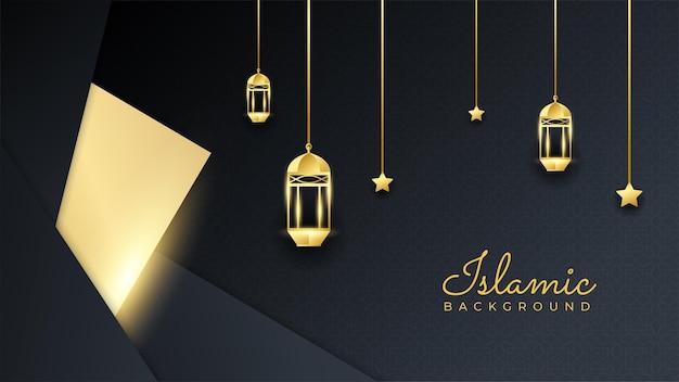 Ramadan Kareem background. Ornamental arabic black gold pattern Islamic design background. Islamic Background design for Ramadan Kareem