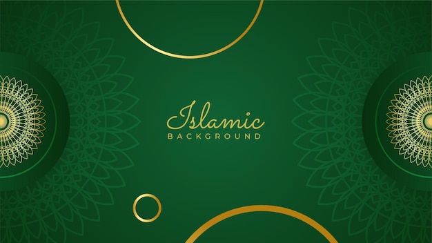 Ramadan Kareem background. Ornamental arabic green yellow pattern Islamic design background. Islamic Background design for Ramadan Kareem