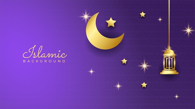 Ramadan Kareem background. Ornamental arabic purple gold pattern Islamic design background. Islamic Background design for Ramadan Kareem