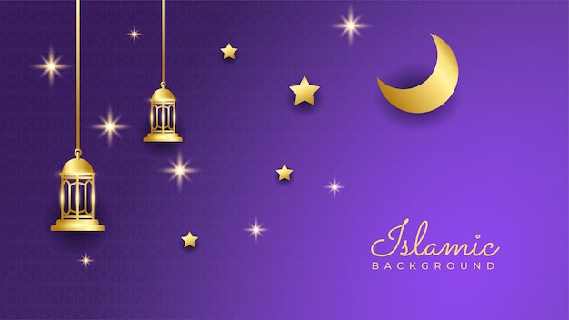 Ramadan Kareem background. Ornamental arabic purple gold pattern Islamic design background. Islamic Background design for Ramadan Kareem