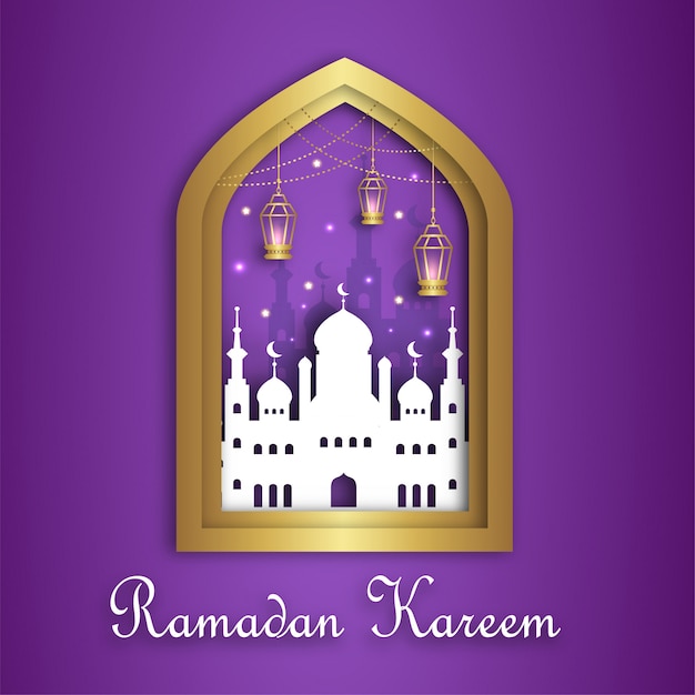 Ramadan kareem background in paper cut style