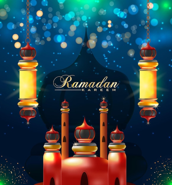 Vector ramadan kareem background wallpaper islamic realistic element muslim background premium vector