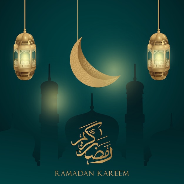 ramadan kareem background with arabic lantern