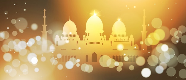 Vector ramadan kareem background with bokeh effect