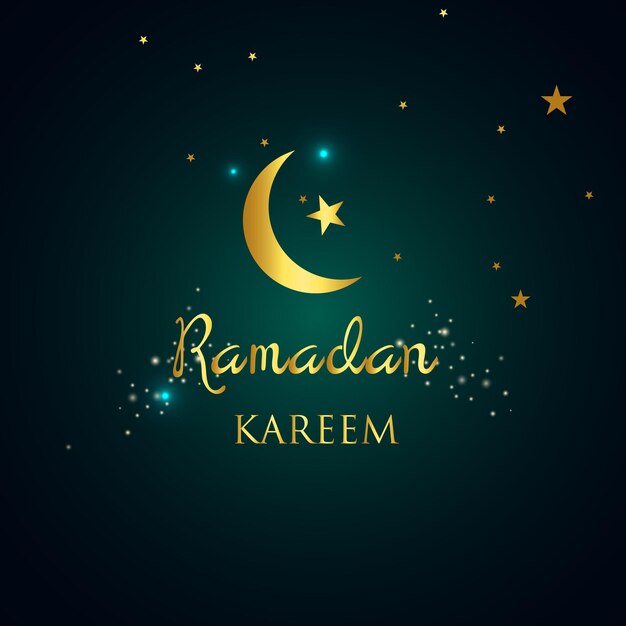 Ramadan kareem background with golden Star and Lights and