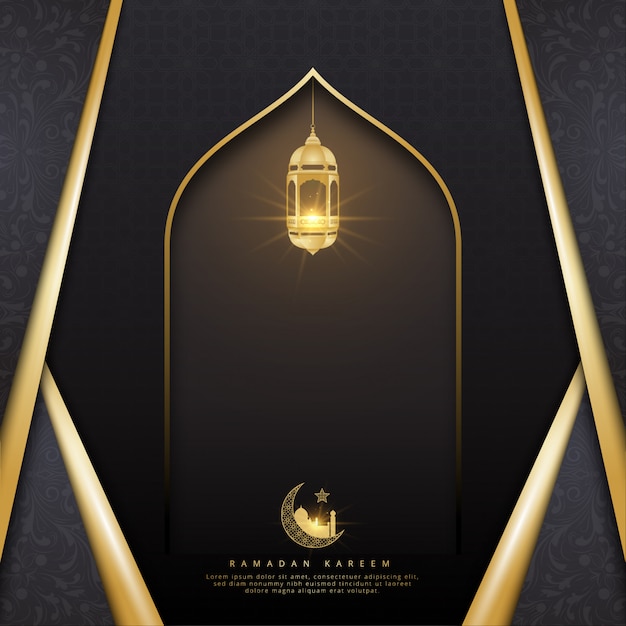 Ramadan kareem background with lamps