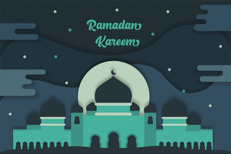 Vector ramadan kareem 背景是清真寺的平面圖形