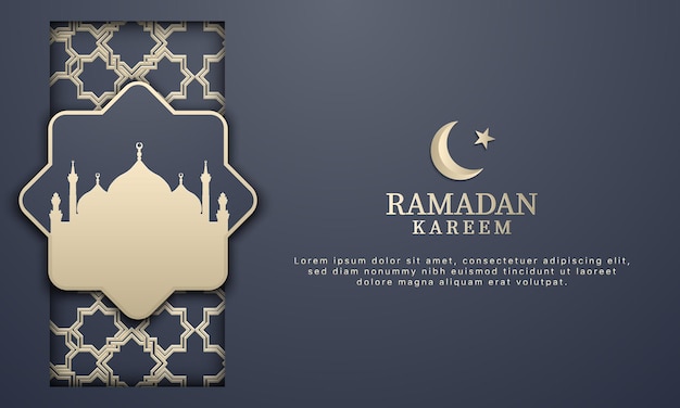 Ramadan Kareem Background with Mosque Illustration Vector Illustration