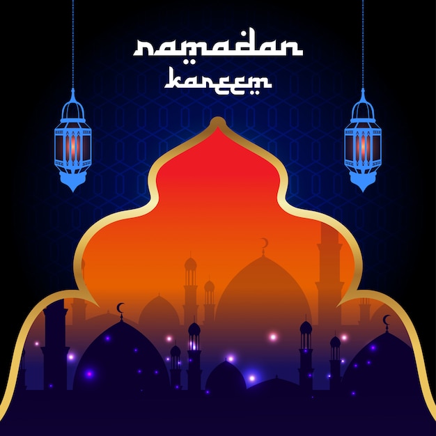 Vector ramadan kareem background with mosque