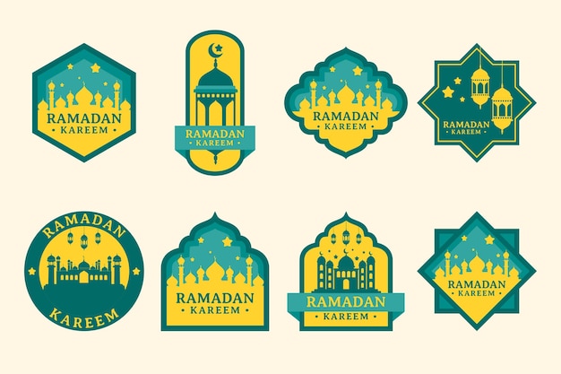 Collezione ramadan kareem badge set colore verde