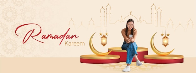 Vettore banner design ramadan kareem