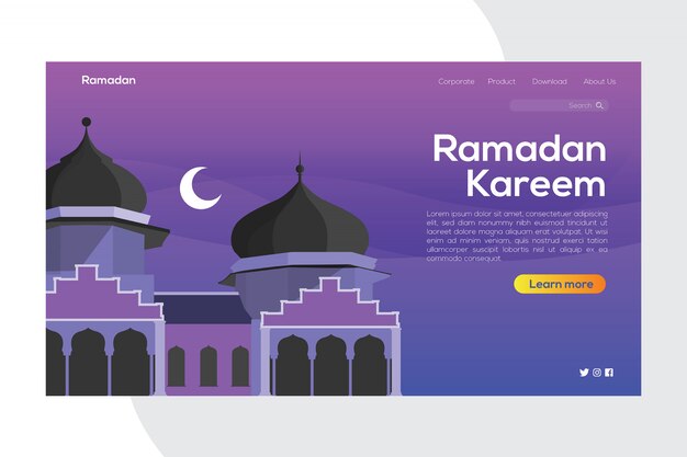 Banner di ramadan kareem della landing page