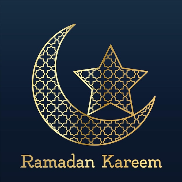 Vector ramadan kareem banner met gouden maan en ster