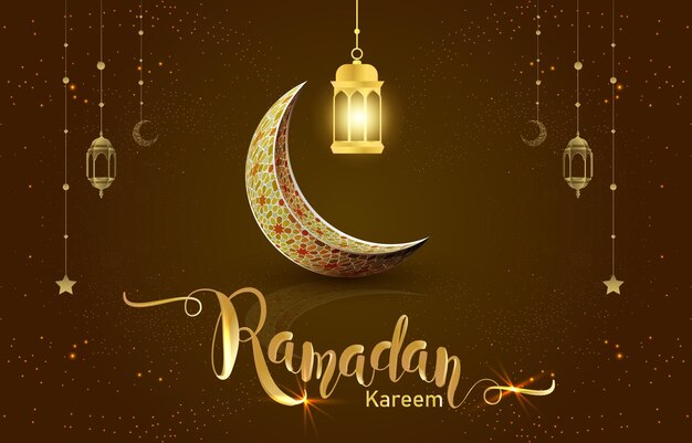 Vector ramadan kareem banner met islamitische ornamenten en abstracte gradiënt bruine en gouden achtergrondontwerp 10