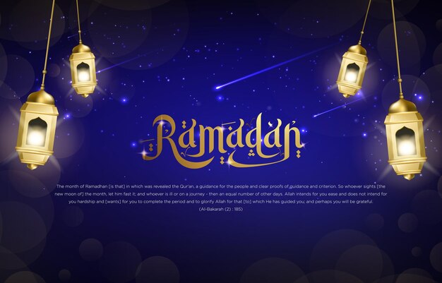 Vector ramadan kareem banner met islamitische ornamenten en abstracte gradiënt zwarte en blauwe achtergrondontwerp 19