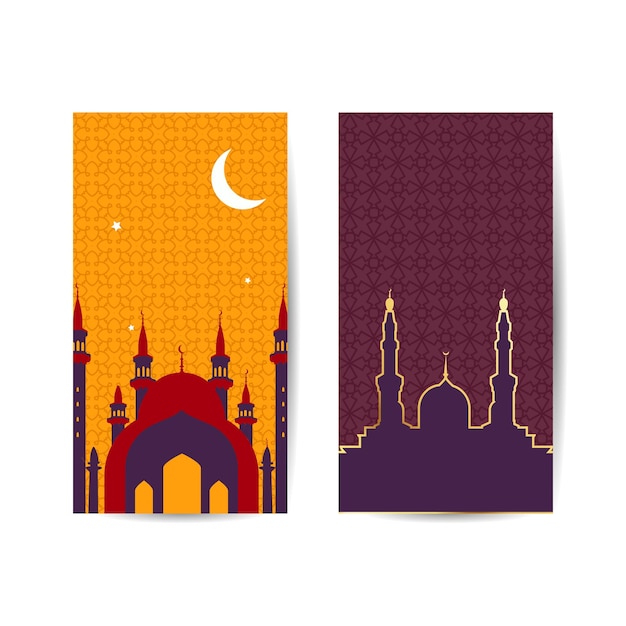 Ramadan Kareem Banner Set Kleurrijke Ramadan Celebration Banner Vector Illustratie voor wenskaart poster en voucher islamitische achtergrond banner