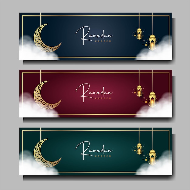 Vector ramadan kareem banner set