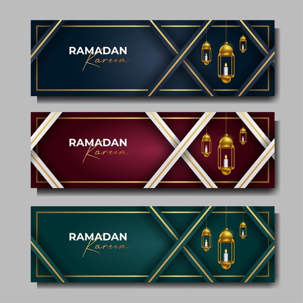 Vector ramadan kareem banner set