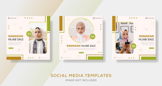 Ramadan kareem-banner voor hijab mode verkoop media sociale sjabloonpost