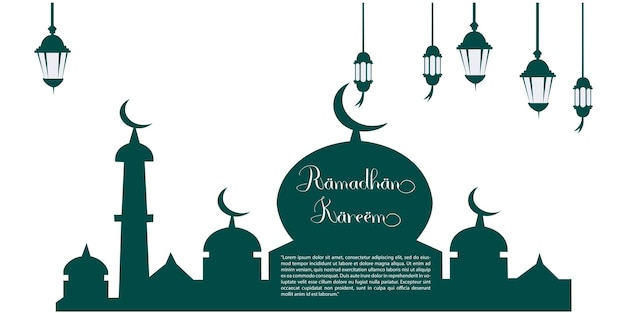 ramadan kareem begroeting achtergrondontwerp met moskee illustratie vector