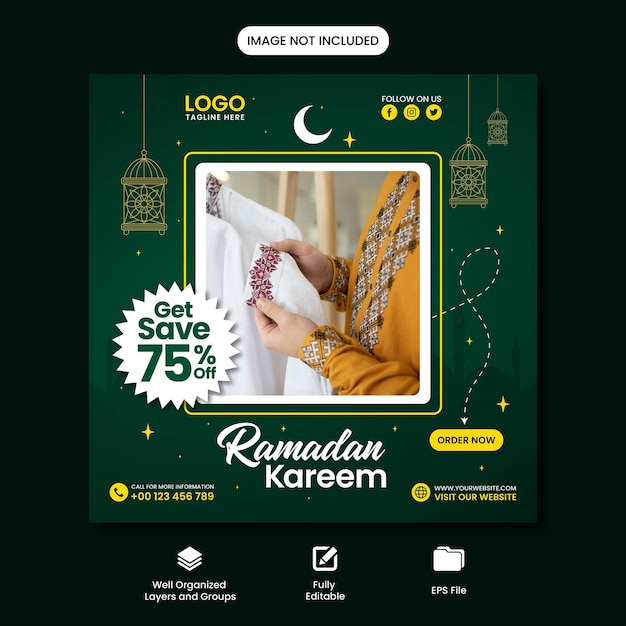 Ramadan Kareem Big Sale social media post banner ontwerpsjabloon