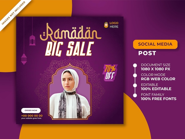 Ramadan Kareem Big Sale Social Media Post Promotion Design Premium Template EPS