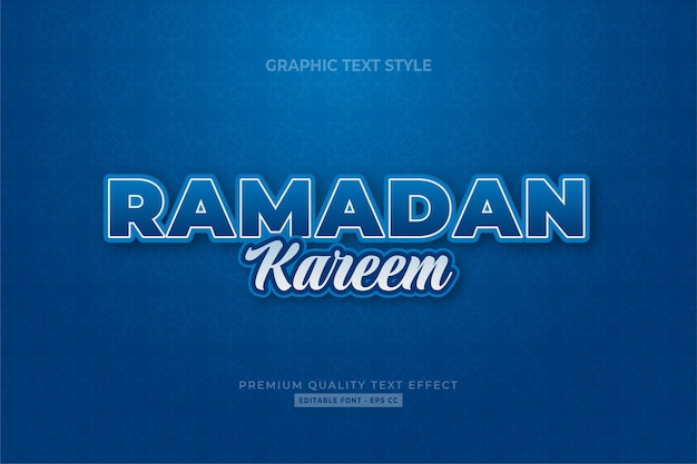 Effetto testo a tema blu ramadan kareem