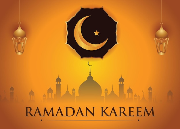 Ramadan Kareem Bruin moskeeontwerp als achtergrond