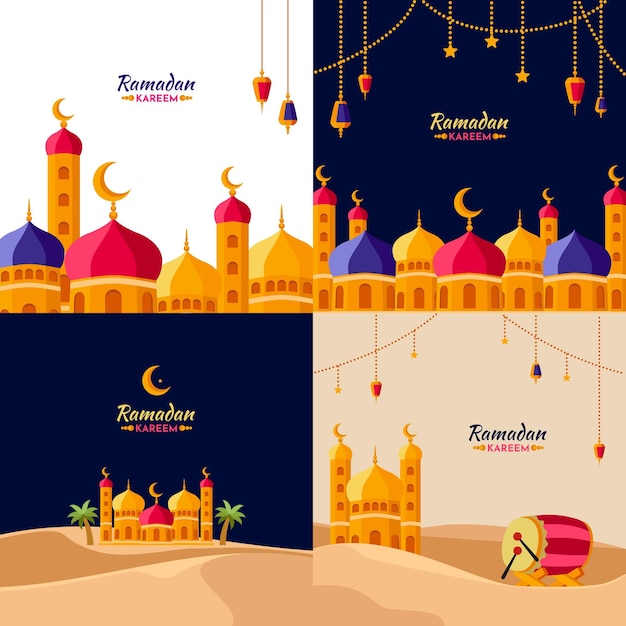 Vector ramadan kareem bundling background