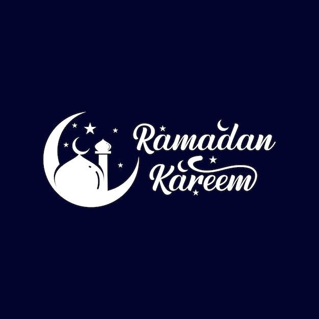 Ramadan kareem calligraphy logo design islamic logo design with crescent moon and mosque