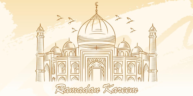 Vector ramadan kareem card with mosque