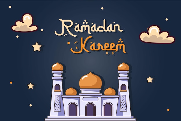 Carta ramadan kareem con l'immagine di una magnifica moschea