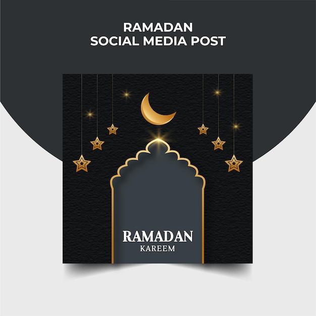 Vector ramadan kareem celebration luxe zwarte mooie islamitische sociale media post banner sjabloon vector