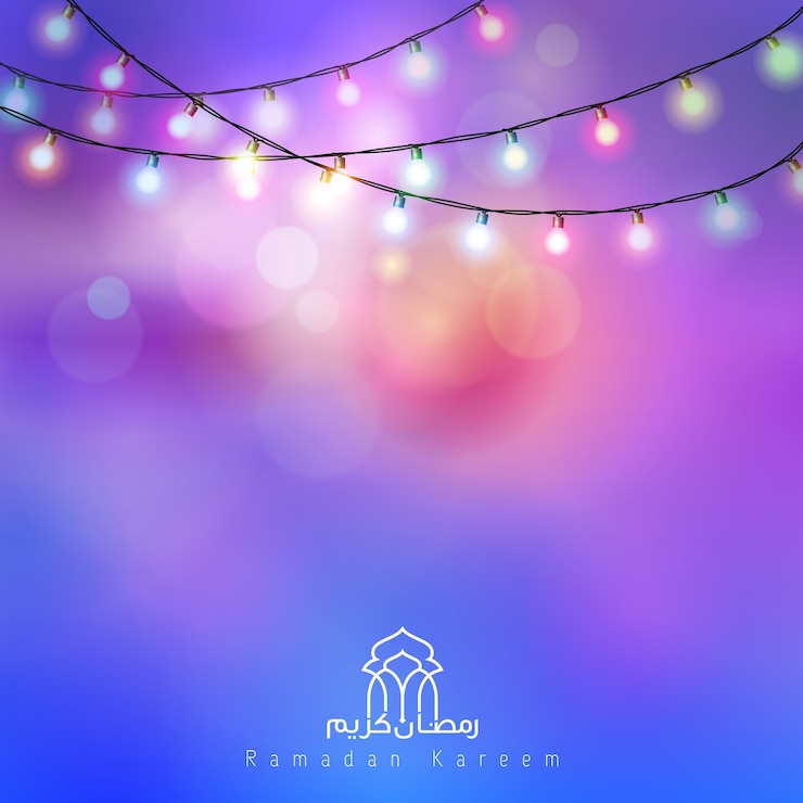 Vector ramadan kareem colorful glow bulb lamp greeting background