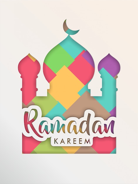 Vettore tempio colorato di ramadan kareem