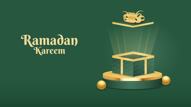 Ramadan kareem composition with podium 3d