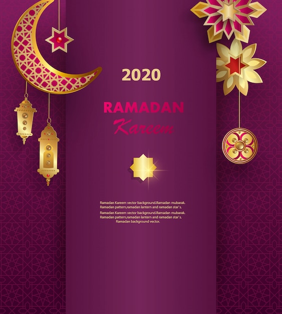 Ramadan kareem concept banner with islamic geometric patterns.