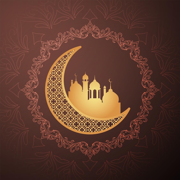 Ramadan kareem crescent moon decorative islamic background vector