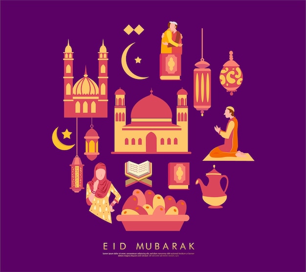 Ramadan Kareem Design en eid mubarak achtergrond vectorillustratie voor iftar party wenskaart