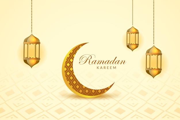 Ramadan Kareem design with lamp and moon