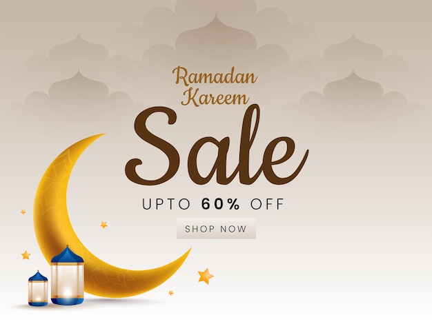 Рамадан Карим дизайн с фонарем и полумесяцем с рисунком мандалы
