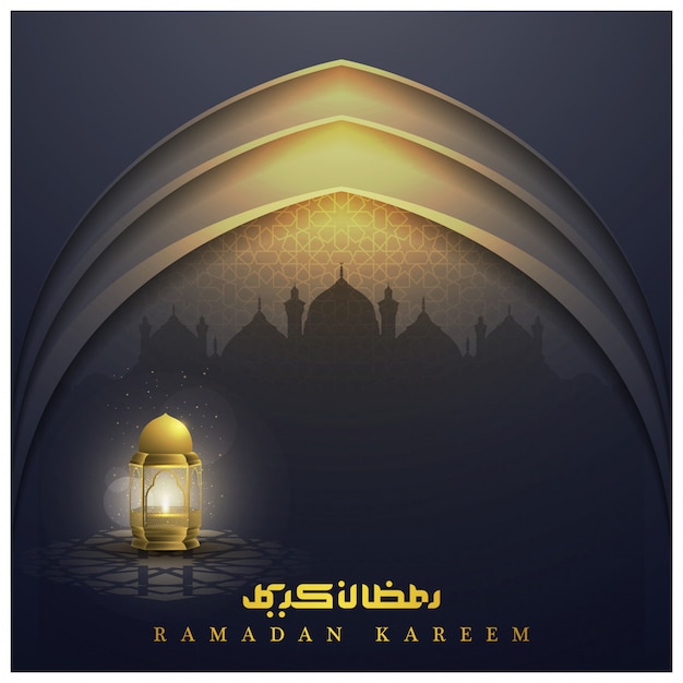 Vettore ramadan kareem design con lanterna