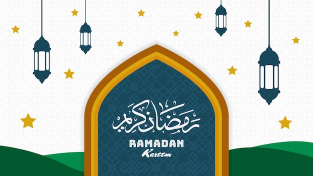 Ramadan Kareem designs Islamic greeting poster template with Ramadan for celebration design