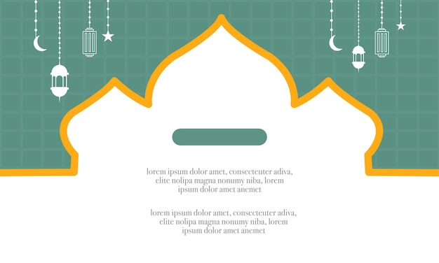 ramadan kareem eid-al fitr poster sjabloon met ornament lettern en moskee vector achtergrondontwerp