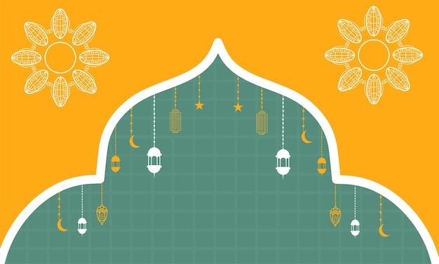 장식 Lettern 및 모스크 벡터 배경 디자인 라마단 카림 Eid-al Fitr 포스터 템플릿